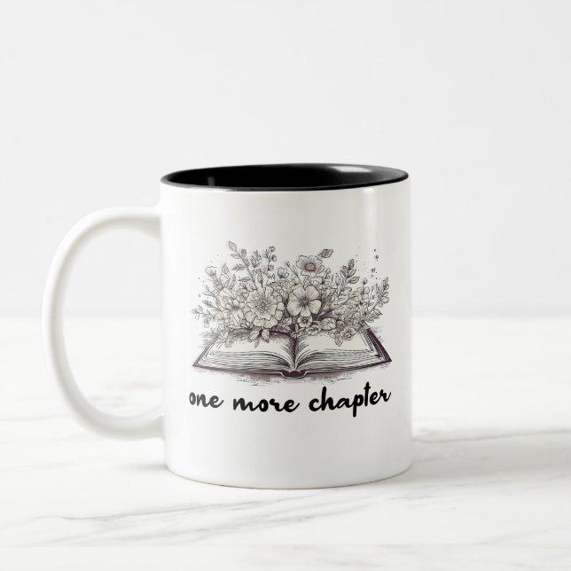 Caneca De Café Em Dois Tons Mais Um Livro De Capas Com Flores (Esquerda)