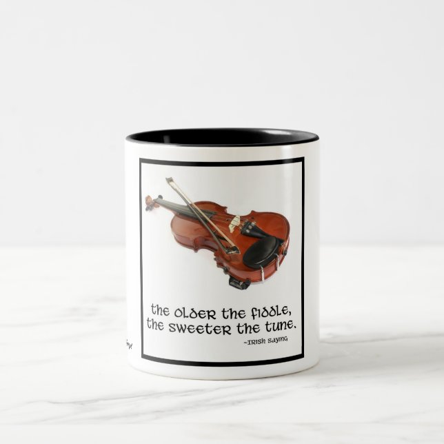 Caneca De Café Em Dois Tons Mais velho o violino… (Centro)