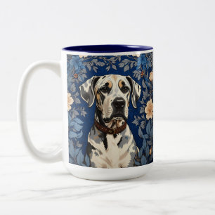 Caneca De Café Em Dois Tons Majestoso Grande Danês Inspirado em William Morris