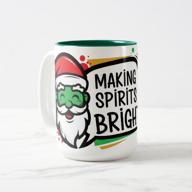 Caneca De Café Em Dois Tons Making Spirits Bright Christmas (Frente Esquerda)