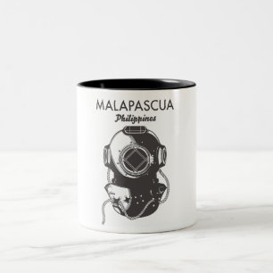 Caneca De Café Em Dois Tons Malapascua Filipinas Cartaz de viagem de mergulho