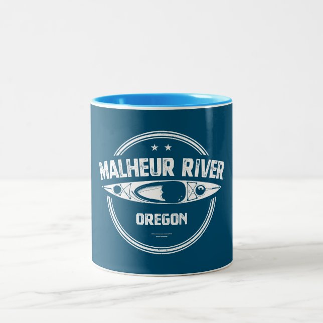 Caneca De Café Em Dois Tons Malheur River Oregon Kayaking (Centro)