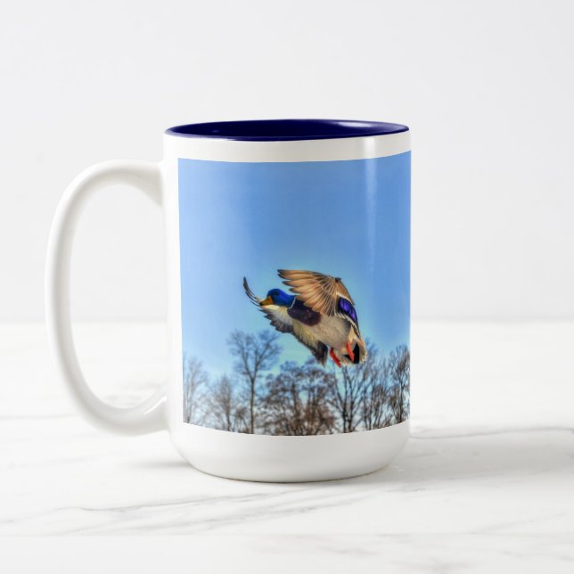 Caneca De Café Em Dois Tons Mallard Duck Wildlife Foto para amantes de aves (Esquerda)
