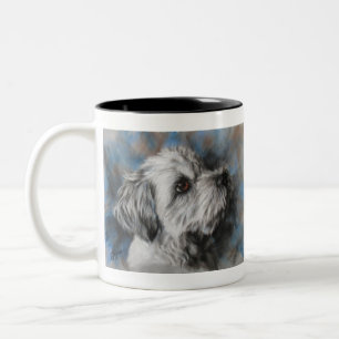 Caneca De Café Em Dois Tons Maltês branco/Shih Tzu fluffy dog