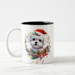 Caneca De Café Em Dois Tons Maltês Puppy Christmas, Xmas Maltês Dog