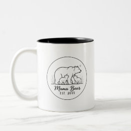 Caneca De Café Em Dois Tons Mama Bear EST 2025 Circle Logo Line Art