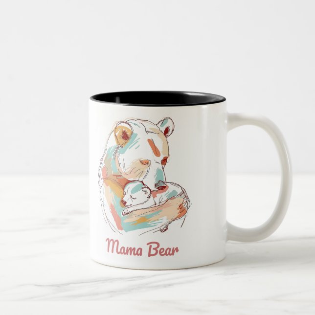Caneca De Café Em Dois Tons Mama Bear Mothers Day (Direita)