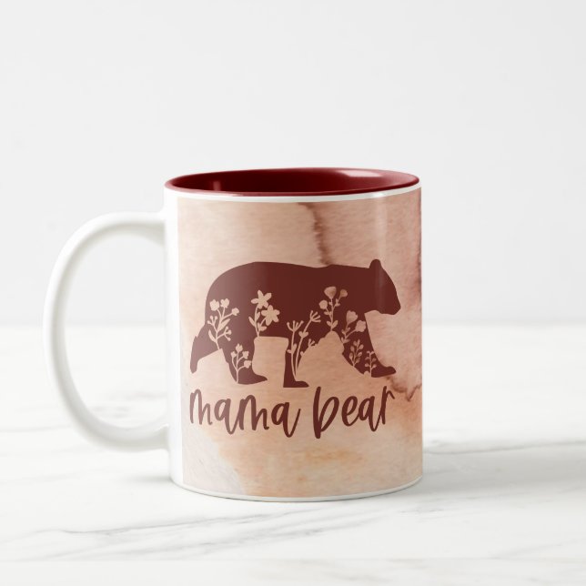 Caneca De Café Em Dois Tons Mama Bear with Flowers Mother's Day (Esquerda)