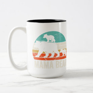 Caneca De Café Em Dois Tons mamã bonitinha urso 2 filhotes mama urso gêmea em