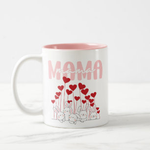 Caneca De Café Em Dois Tons Mama Bunny Love Mug - Design da família do coração