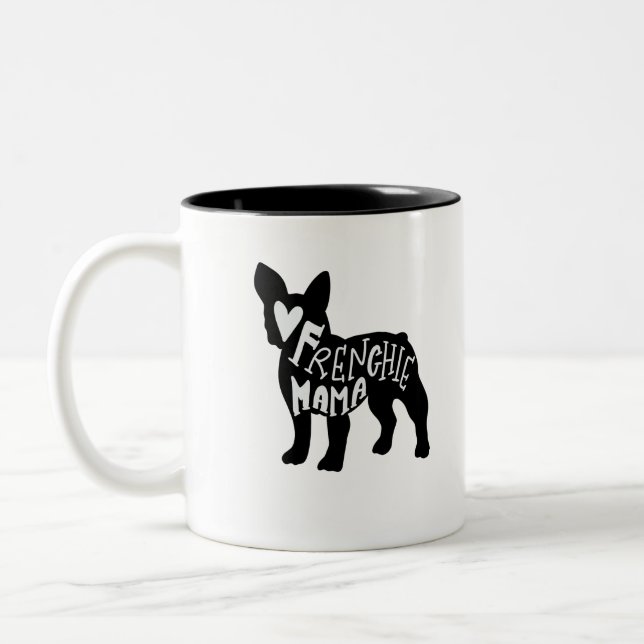 Caneca De Café Em Dois Tons Mamã do buldogue francês do Mama Bonito de (Esquerda)
