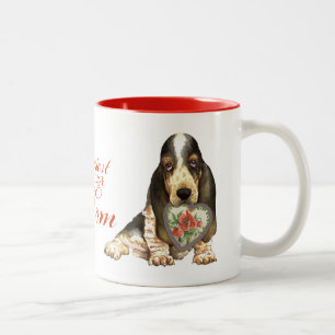Caneca De Café Em Dois Tons Mamã do coração de Basset Hound