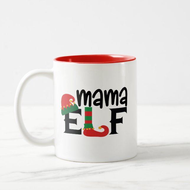 Caneca De Café Em Dois Tons Mama Elf (Esquerda)