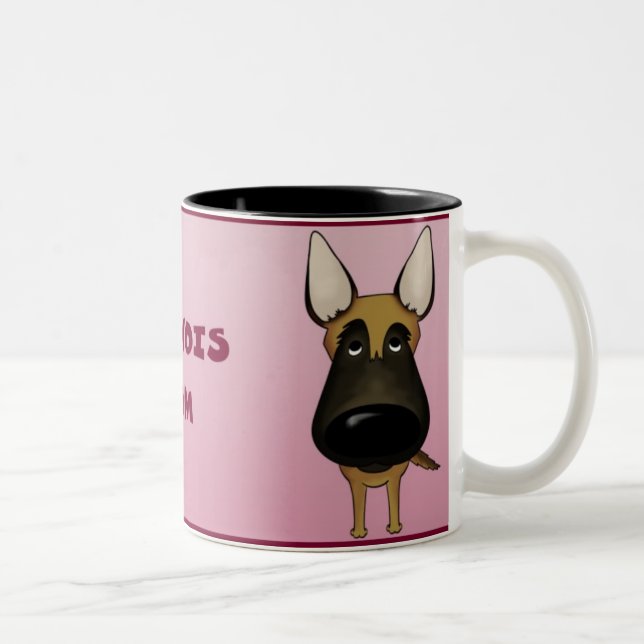Caneca De Café Em Dois Tons Mamã grande de Malinois do nariz (Direita)