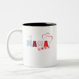 Caneca De Café Em Dois Tons Mama Love Bunny Mug - Bonita Design de Coração