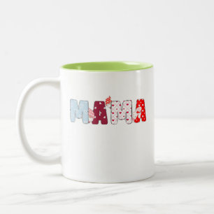 Caneca De Café Em Dois Tons Mama Patchwork Mug - Bonita Design de Coração Colo