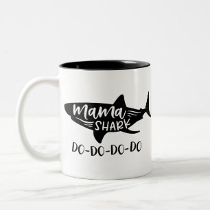 Caneca De Café Em Dois Tons Mama Tubarão Fazer-Fazer-Fazer-Fazer Mamãe Tubarão