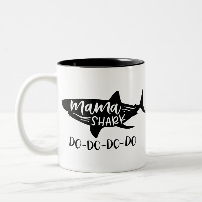 Caneca De Café Em Dois Tons Mama Tubarão Fazer-Fazer-Fazer-Fazer Mamãe Tubarão (Esquerda)