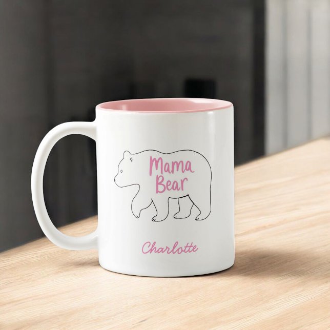 Caneca De Café Em Dois Tons Mama Ursa | Dia das Mães Engraçado e Fofo (Criador carregado)
