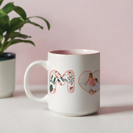 Caneca De Café Em Dois Tons Mamãe Blush Floral Flor-Cor-de-Rosa Letoração Foto
