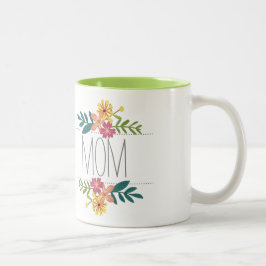 Caneca De Café Em Dois Tons Mamãe Coffee Mug com Flores