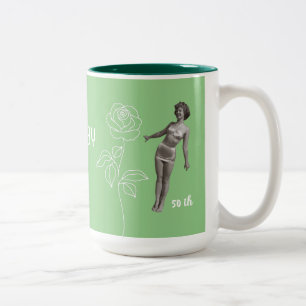 Caneca De Café Em Dois Tons Mamãe de aniversário feliz de presente de 50 anos