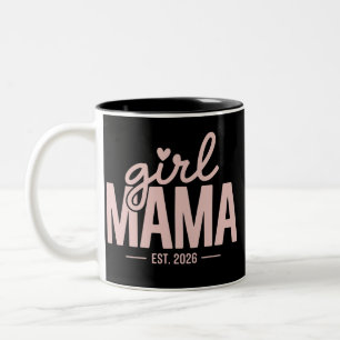 Caneca De Café Em Dois Tons Mamãe de Menina Est 2026 Revelação de Gravidez Mãe