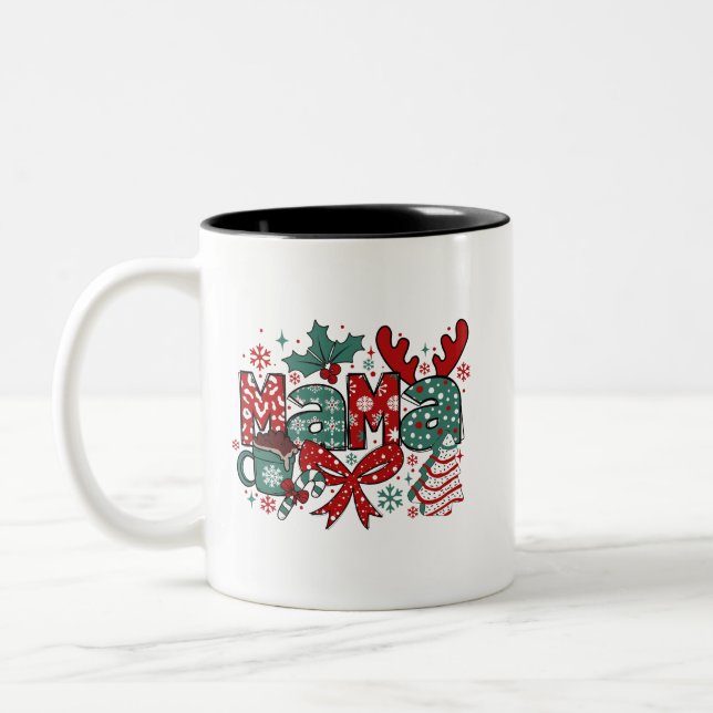 Caneca De Café Em Dois Tons Mamãe de Natal (Esquerda)