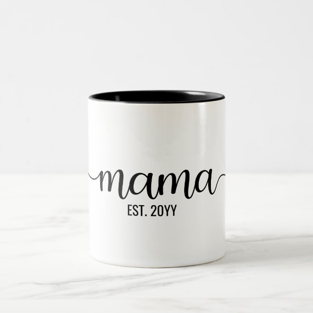 Caneca De Café Em Dois Tons Mamãe Est, mamãe para ser, presentes elegantes par (Centro)