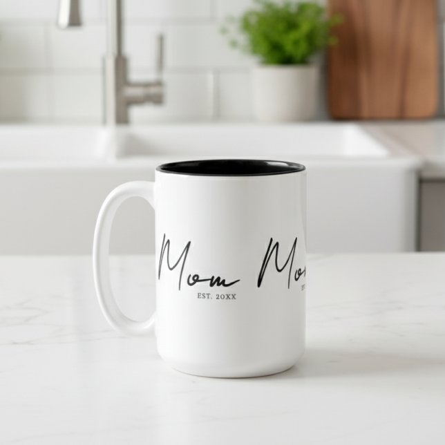 Caneca De Café Em Dois Tons Mamãe Estabeleceu Novo Presente Mãe (Criador carregado)