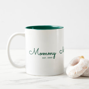 Caneca De Café Em Dois Tons Mamãe Estabelecida Roteiro Verde