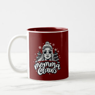 Caneca De Café Em Dois Tons Mamãe Mamma Claus Papais noeis Engraçado Natal