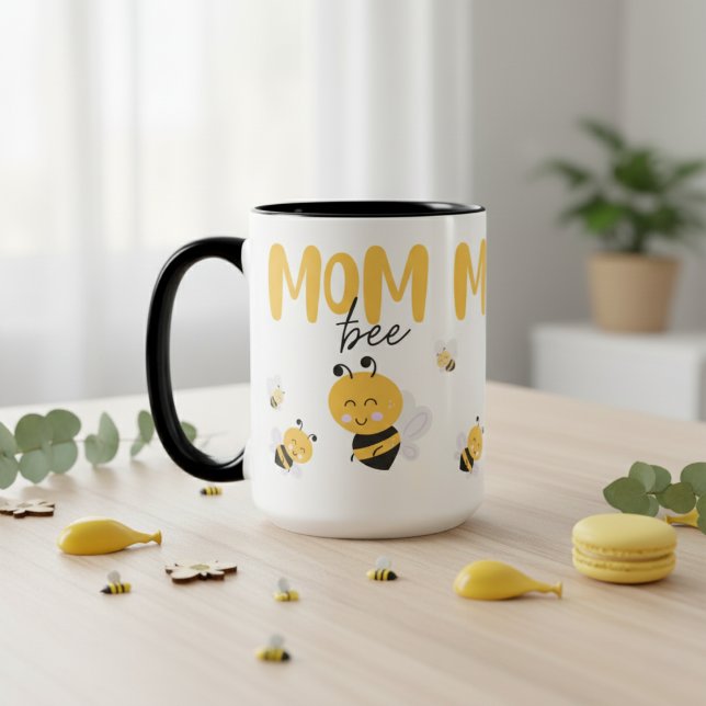 Caneca De Café Em Dois Tons Mamãe Para Ser Bebê (Mom To Be Baby Bee Two-Tone Coffee Mug)