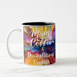 Caneca De Café Em Dois Tons Mamãe precisa de café e biscoitos