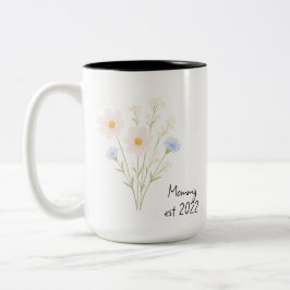 Caneca De Café Em Dois Tons Mamães Personalizadas. Mug com Pastel Wildflower