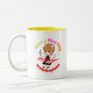 Caneca De Café Em Dois Tons 【mamikopiano】マグカップ　White＆Yellow　／Mug 