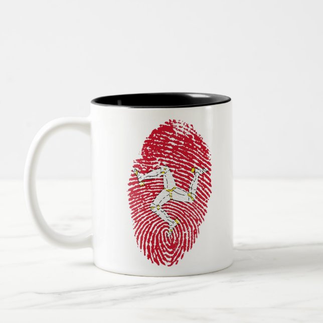 Caneca De Café Em Dois Tons Man Isle Flag Fingerprint Country Orgulho (Esquerda)