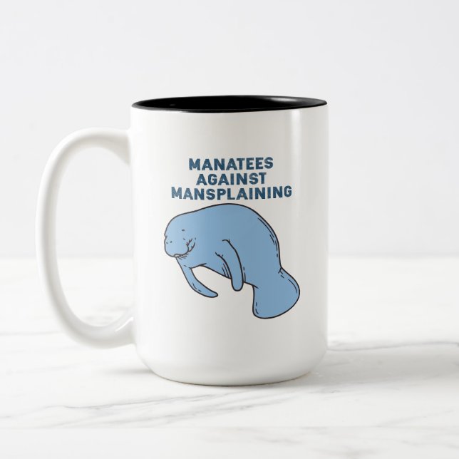 Caneca De Café Em Dois Tons Manatés Contra Mansplain (Esquerda)