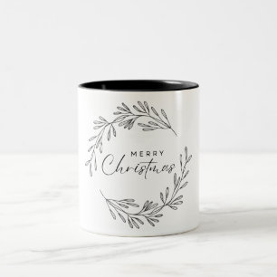 Caneca De Café Em Dois Tons Manda Desenhada Wreath Natal
