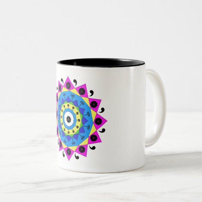 Caneca De Café Em Dois Tons Mandala (Frente Esquerda)