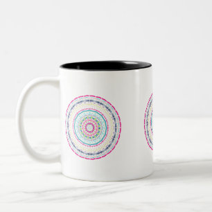 Caneca De Café Em Dois Tons mandala colorida