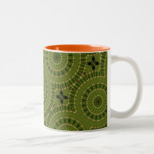Caneca De Café Em Dois Tons Mandala da Roda Verde / Grünes Rad Mandala