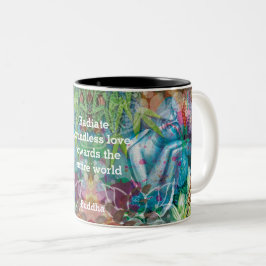 Caneca De Café Em Dois Tons Mandala de Lótus de Buda em Aquarela com Citação P