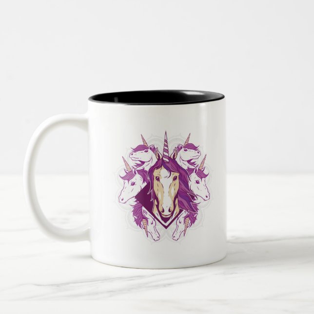 Caneca De Café Em Dois Tons Mandala de unicórnio (Esquerda)