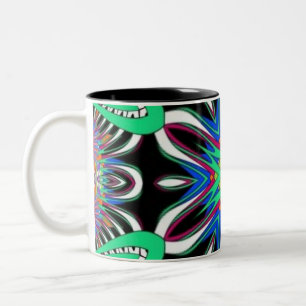 Caneca De Café Em Dois Tons Mandala Flor Elétrica