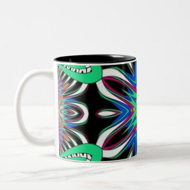 Caneca De Café Em Dois Tons Mandala Flor Elétrica (Esquerda)