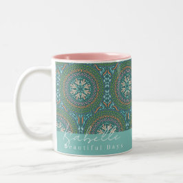 Caneca De Café Em Dois Tons Mandala Green