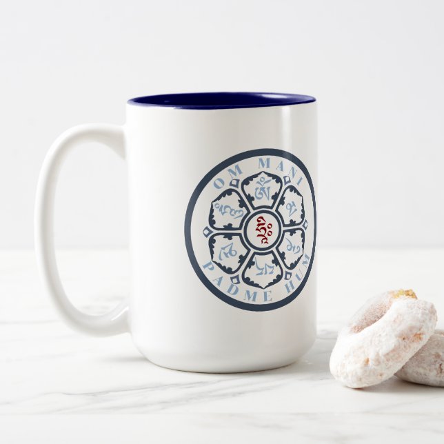 Caneca De Café Em Dois Tons Mandala Mantra (Com Donut)