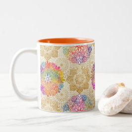 Caneca De Café Em Dois Tons Mandala Pattern