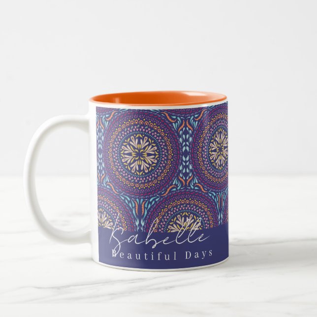 Caneca De Café Em Dois Tons Mandala Purple (Esquerda)